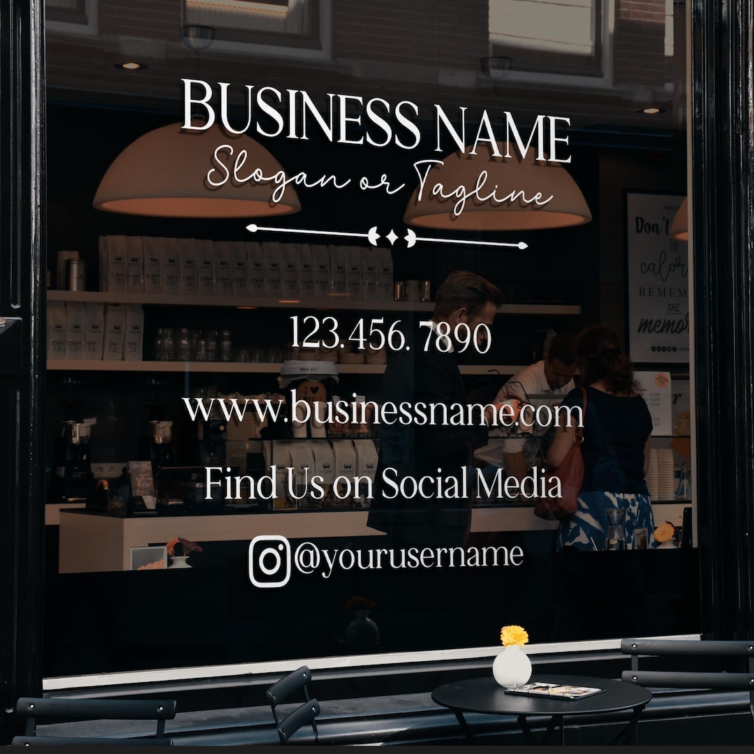 Customizable Window Stickers Customizable Window Decal - Your Business Name or Logo Storefront Vinyl ...
