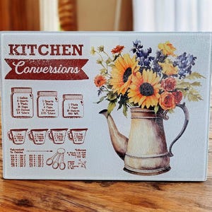 Kitchen Conversions, Glass Cutting Board, Heat Resistant, Housewarming Gift, Unique Gift