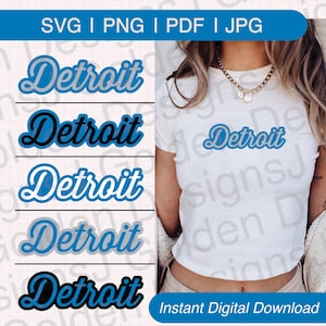 Detroit voetbal cursief ontwerpen SVG, png, jpg, pdf (digitale download) Detroit voetbal digitale bestanden voor de Cricut