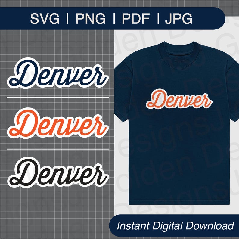 Denver Football Cursive SVG (png, Jpg, Pdf) Designs (digital Download ...