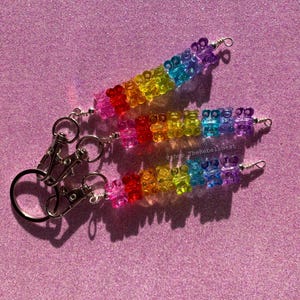 Rainbow Gummy Bear Candy Kawaii Keychain