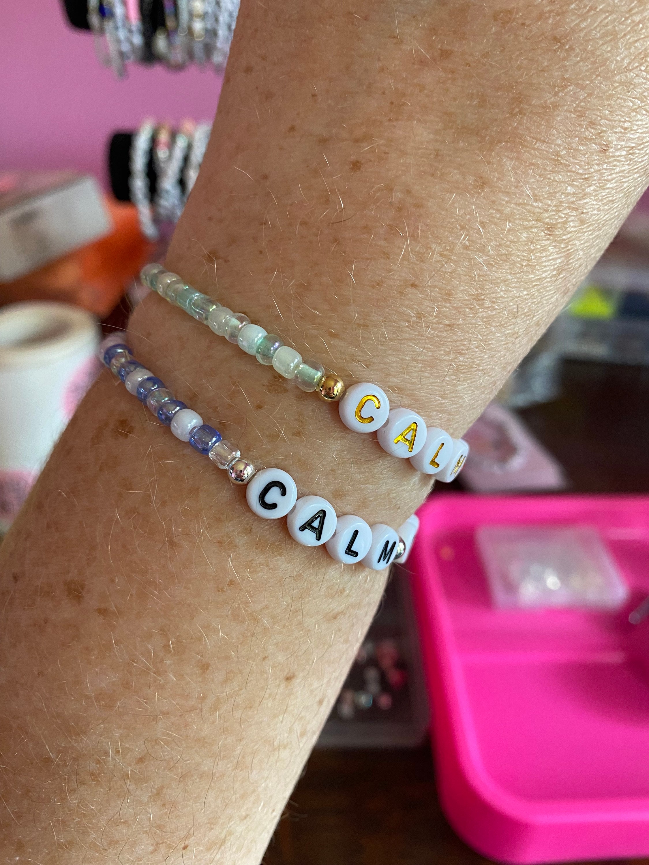 Swear Words of Wisdom Calm the Fuck Down Beaded Bracelet