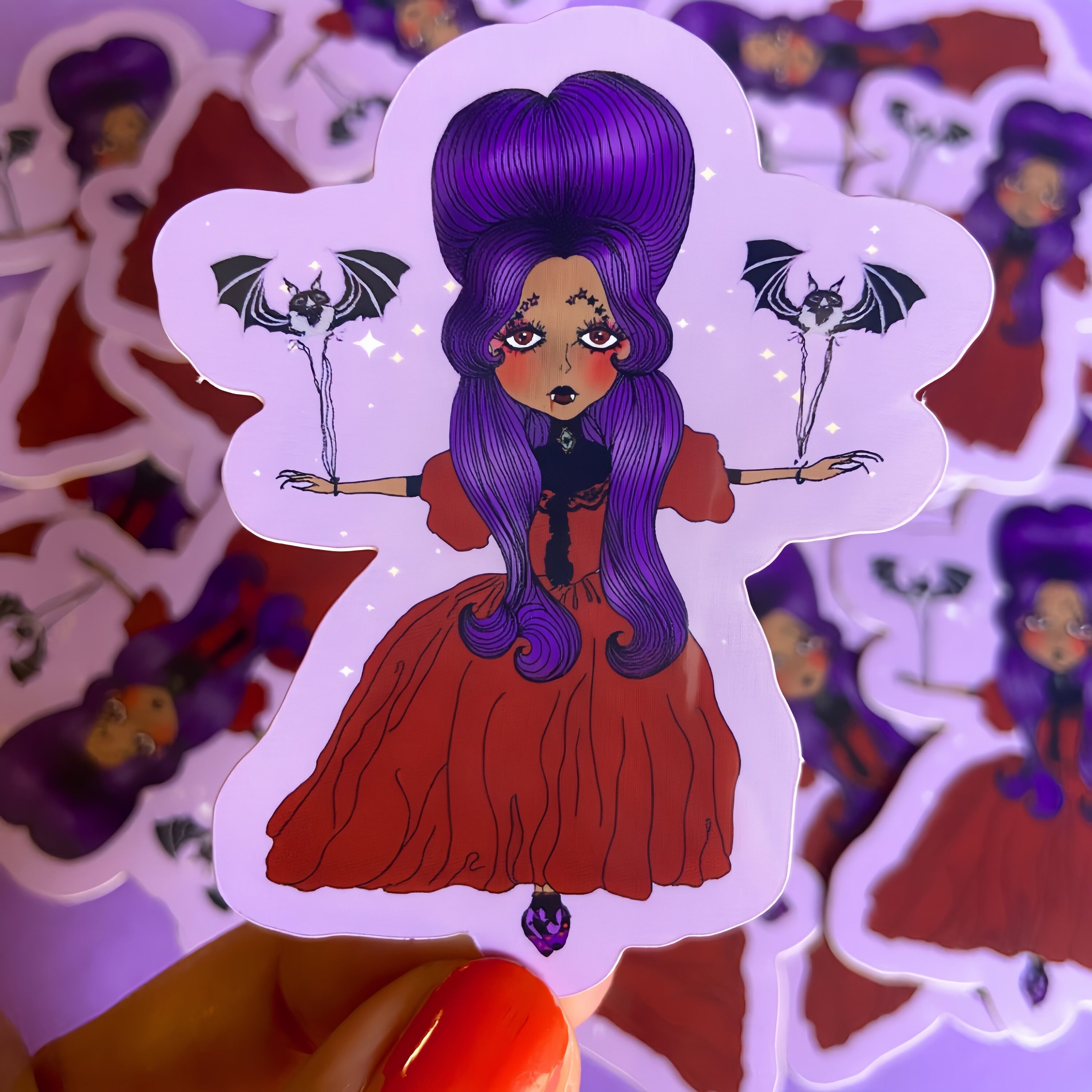 Set of 12 Creepy Girl Emo Goth Stickers 2 on Their Longest Side