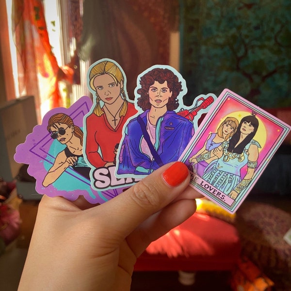 Female Action Hero Waterproof Sticker Pack: Ripley, Sarah Connor, Buffy, & Xena and Gabrielle