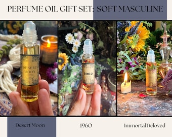 Soft Masculine Perfume Oil Gift Set | all natural perfume | artisan cologne
