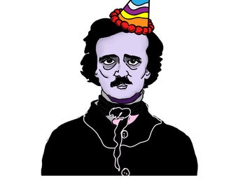 Funny Edgar Allan Poe Birthday Card for Goths (Printable PDF)