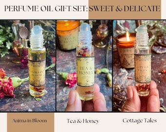 Set de regalo de aceite de perfume femenino dulce y suave / Perfume totalmente natural / Colonia artesanal