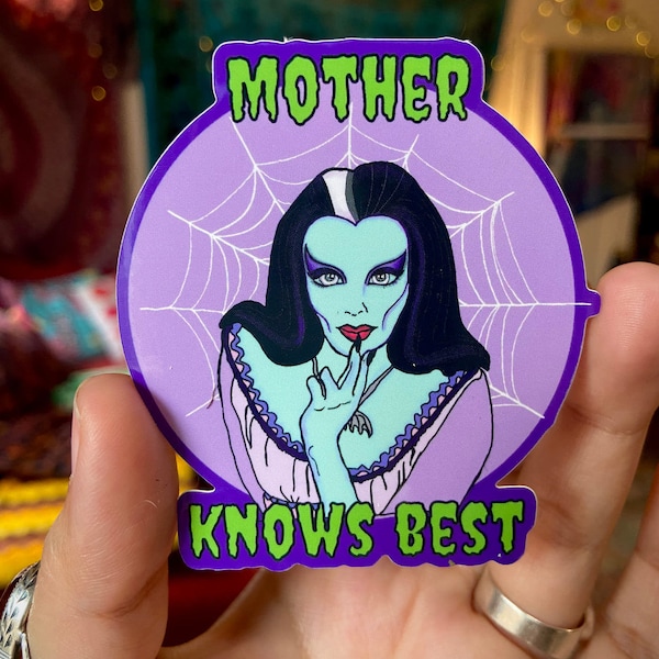 Lily Munster “Mother Knows Best” Water Bottle Sticker