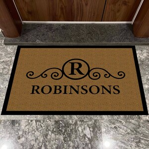Straw-Black. Personalized Family Name Doormat. First letter Doormat. Welcome Doormat. Durable and Elegant. The best gift! Housewarming gift.