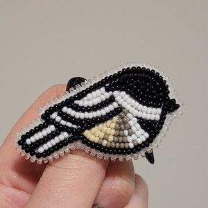 Beaded Chickadee Pin/Earrings - made to order