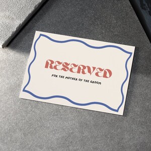 6 X Reserved Wedding Seating Signs Ceremony Reserved Sign, Wavy ...