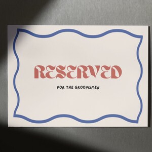 6 X Reserved Wedding Seating Signs Ceremony Reserved Sign, Wavy ...