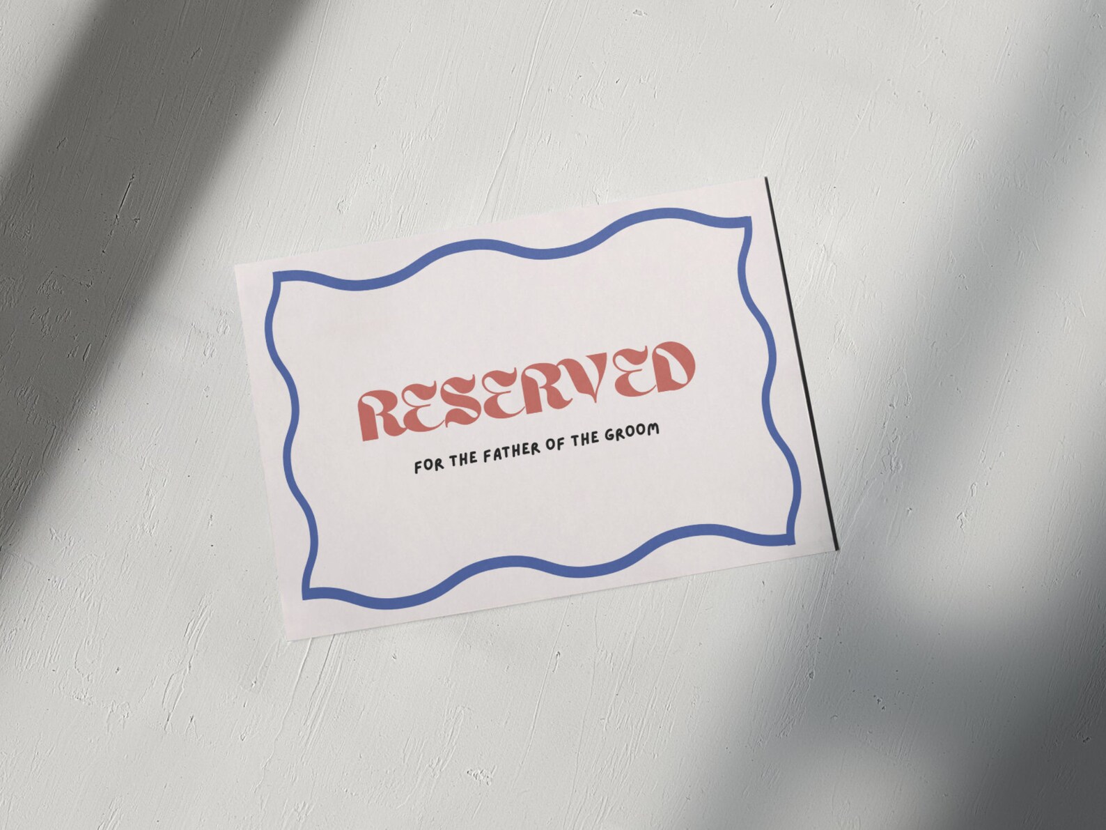 6 X Reserved Wedding Seating Signs Ceremony Reserved Sign, Wavy ...