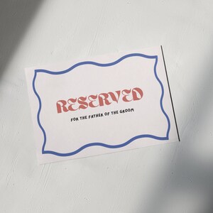 6 X Reserved Wedding Seating Signs Ceremony Reserved Sign, Wavy ...