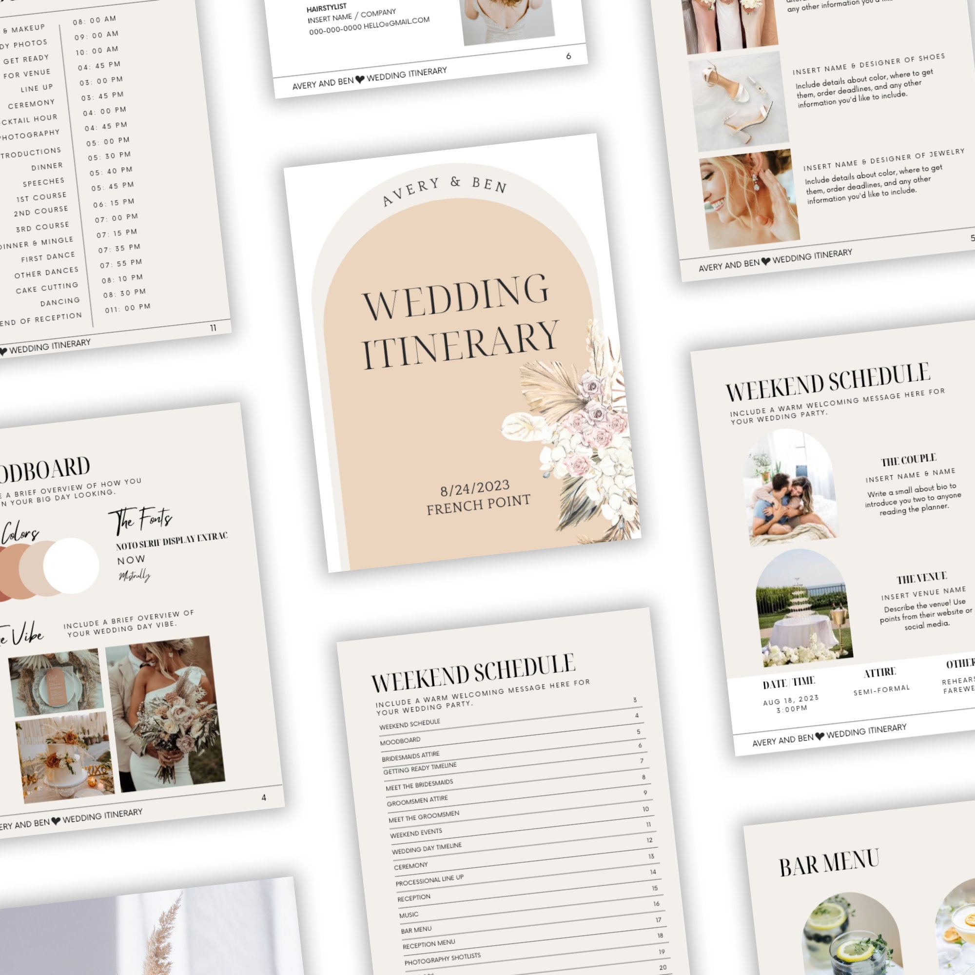 Wedding Itinerary Template 15+ Pages for Wedding Party, Canva ...