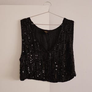 Black Silk Beaded Vest
