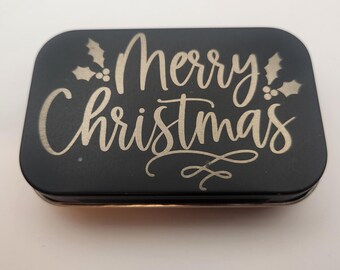 Boîte métallique de Noël gravée : rangement des bonbons des Fêtes (taille altoïde)