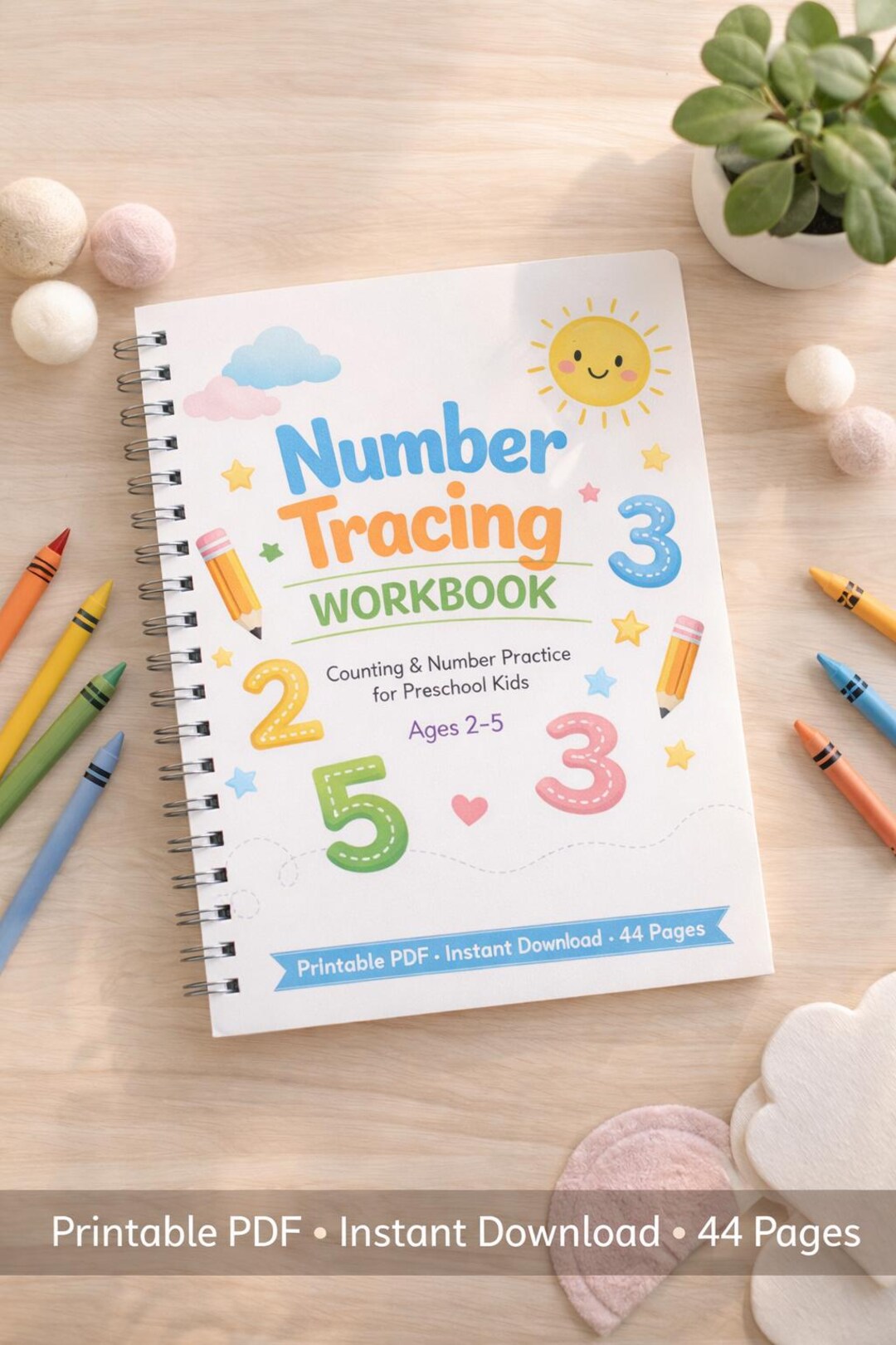 Number Tracing Workbook, Preschool Counting Activities, Learn Numbers 1 ...