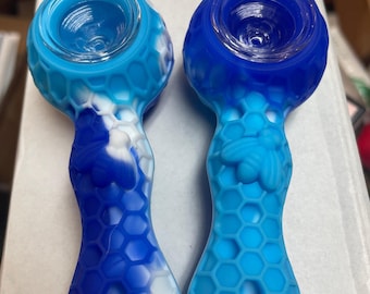 Pipas de silicona para fumar tabaco, color azul (paquete de 2)