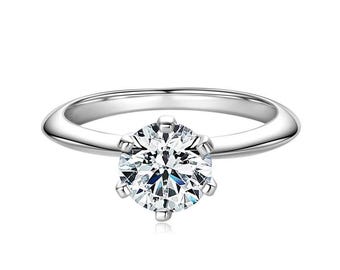 Anillo de compromiso de boda de 2 quilates con gema de moissanita y certificado de autenticidad.