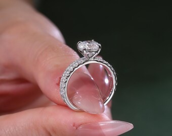Anillo de diamantes cultivados en laboratorio de 1,5 quilates, claridad VVS1, color D.