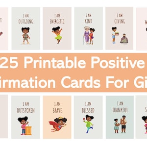 Positive Affirmationskarten für schwarze Mädchen, Motivationskarten, tägliche Affirmationen, BIPOC Kids, printable