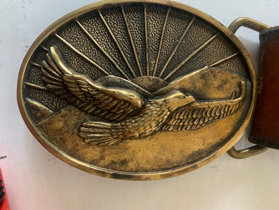 Brass eagle belt buckle - image 1