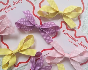 Gingham Hair Bow: Pastel Fabric Bow Girl Hairclip