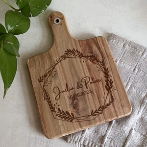 Wedding Gift, Personalized Acacia Wood Cutting Board, Large Engraved Grill Board, Pizza Board, Decorative Board
