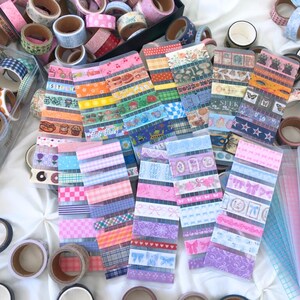Washi Tape Samples | Cute Kawaii, Vintage, Coquette Sampler Card for Journaling and Planner Accessories Mix (Assorted)