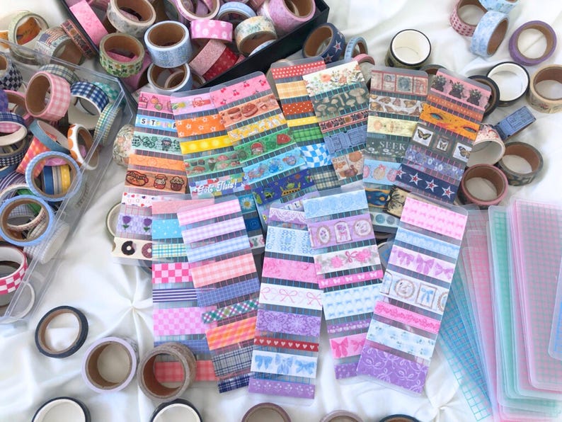Washi Tape Samples | Cute Kawaii, Vintage, Coquette Sampler Card for Journaling and Planner Accessories Mix (Assorted)