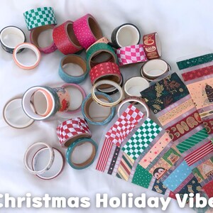 Washi Tape Samples | Cute Kawaii, Vintage, Coquette Sampler Card for Journaling and Planner Accessories Christmas