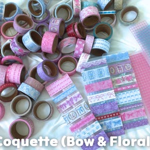 Washi Tape Samples | Cute Kawaii, Vintage, Coquette Sampler Card for Journaling and Planner Accessories Coquette