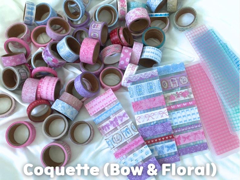 Washi Tape Samples | Cute Kawaii, Vintage, Coquette Sampler Card for Journaling and Planner Accessories Coquette