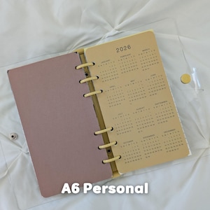 A6 Calendar Dashboard | 2026-2027 Year At A Glance | Personal Size 6 Hole Ring Binder Planner Insert Refill