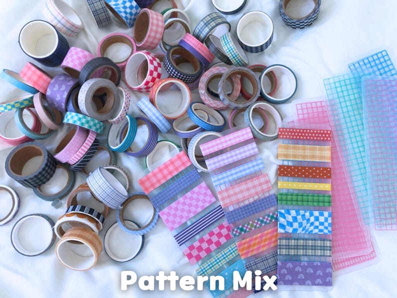 Washi Tape Samples | Cute Kawaii, Vintage, Coquette Sampler Card for Journaling and Planner Accessories Pattern Mix