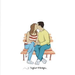 Ilustración de retrato de pareja personalizada - Impresión de retrato de compromiso - Imprimibles de propuesta personalizados - Regalo de retrato de novia