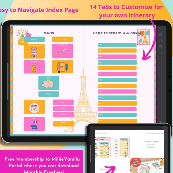 Goodnotes France Vacation Planner - Paris Travel Journal -  Digital Travel Planner - Trip Itinerary Template