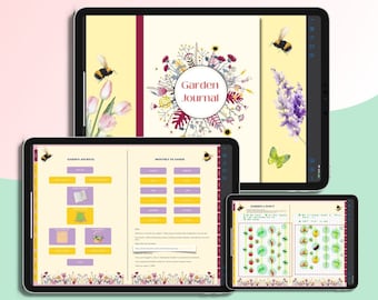 Flower and Vegetable Garden Journal - Digital Garden Planner - Garden Notebook - Garden Layout PLanner - Goodnotes Harvest Planner