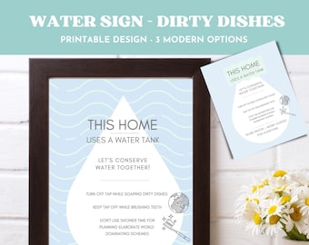 Water Tank - Conserve Water Sign - CUSTOM - Dirty Dishes