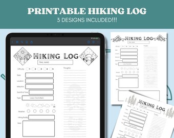 52 Hike Challenge - Camping Journal - Outdoor Lover -  Trail Print - Habit Tracker - Printable Hiking Journal - Adventure Log Book