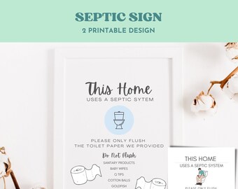 Septic system bathroom sign - Sensitive plumbing - Instant Download