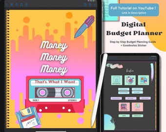 Planejador de orçamento digital para iPad - Orçamento para iniciantes - Planejador de modo escuro