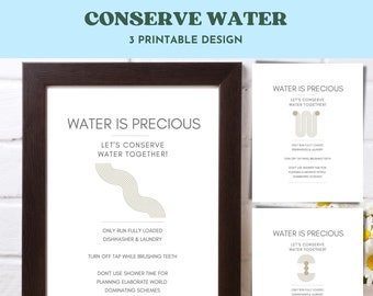 Conserve Water Sign - Save Water Sign - Instant Download