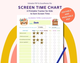 Printable Screen Time Chart  - Earn Screen Time - GoodNotes
