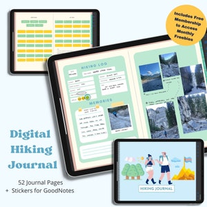 Digital Hiking Journal - Instant Download - 52 Hike Challenge - Hike Log - Trekking Journal - Outdoor Lover