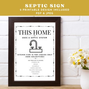 Septic Sign Kitchen Sink  - Liquids Only Sign - Cabin Rental Sign - Sensitive Plumbing - Cottage Sign - Rental Printable