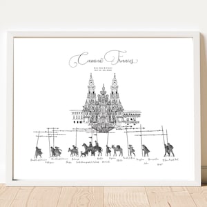 Camino De Santiago - Alto del Perdon - Carte numérique personnalisée des sentiers - Faits saillants du Camino - Cadeau de la fête des Pères - Cadeau Camino