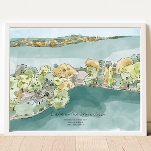 Where we First Met - First Date Digital Personalized Watercolor  - First Year Anniversary Gift - Gift for Him