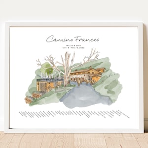 Orisson - Carte postale numérique personnalisée Camino - Faits saillants du pèlerinage Camino - Le Chemin de Saint-Jacques - Aquarelle personnalisée Camino de Santiago